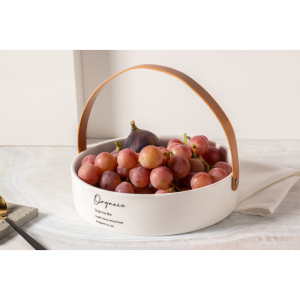 Altom Design porculanska posuda s kožnom ručkom 22 x 6 cm ( 01010052173 ) – EOL
