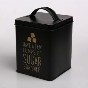 Altom Design kvadratna kutija crna, zlatni natpis Sugar 11X11X14 cm – 0204018331 – EOL