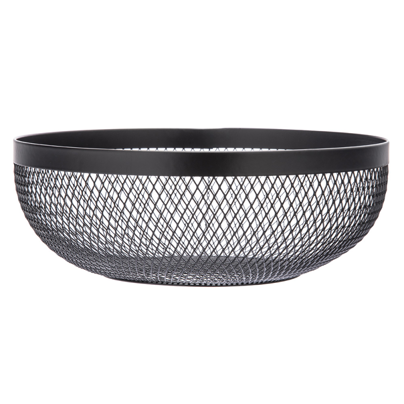 Altom Design okrugla metalna košara za voće, crna 0204025125