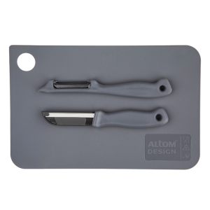 Altom Design set daska za rezanje + nož +strugač,24 cm, siva ( 0207020155 )