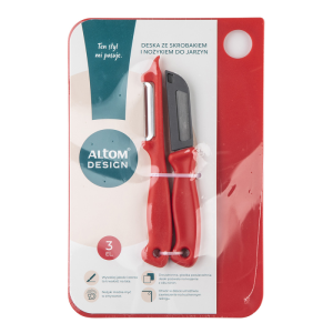 Altom Design set daska za rezanje + nož +strugač,24 cm, crveni, ( 0207020157 )