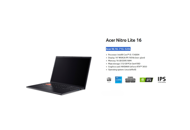 Acer Nitro Lite 16 WUXGA IPS-165Hz/Intel Core i5-13420H/16GB/512GB/Nvidia RTX 3050/Win 11 Home - Slika 2